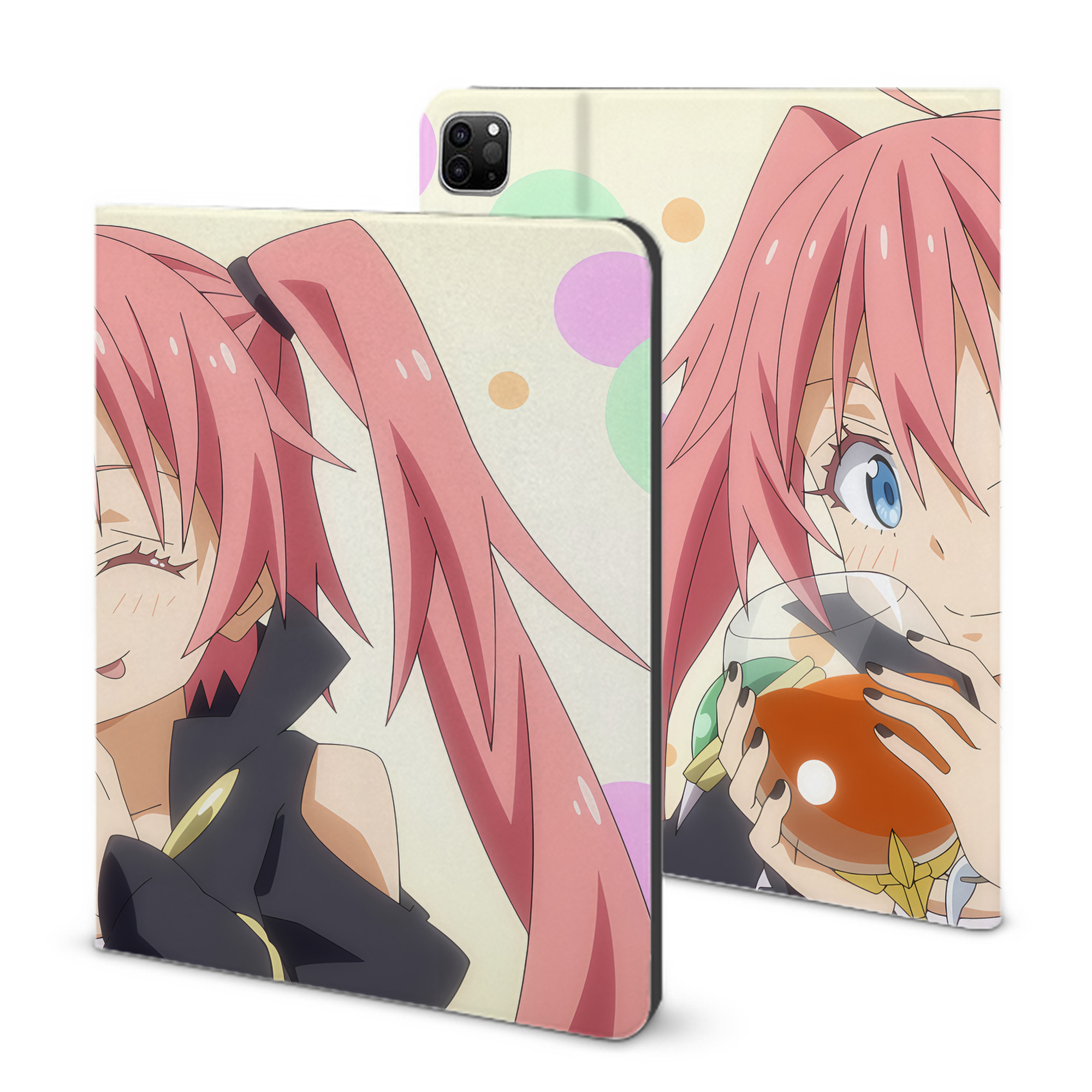 （画像用） 転スラ Regarding Reincarnated to Slime IPad ケース ブック型 PUレザー TPU 耐衝撃 軽量 薄型 ペン収納なし 全面保護 IPad 各モデル対応